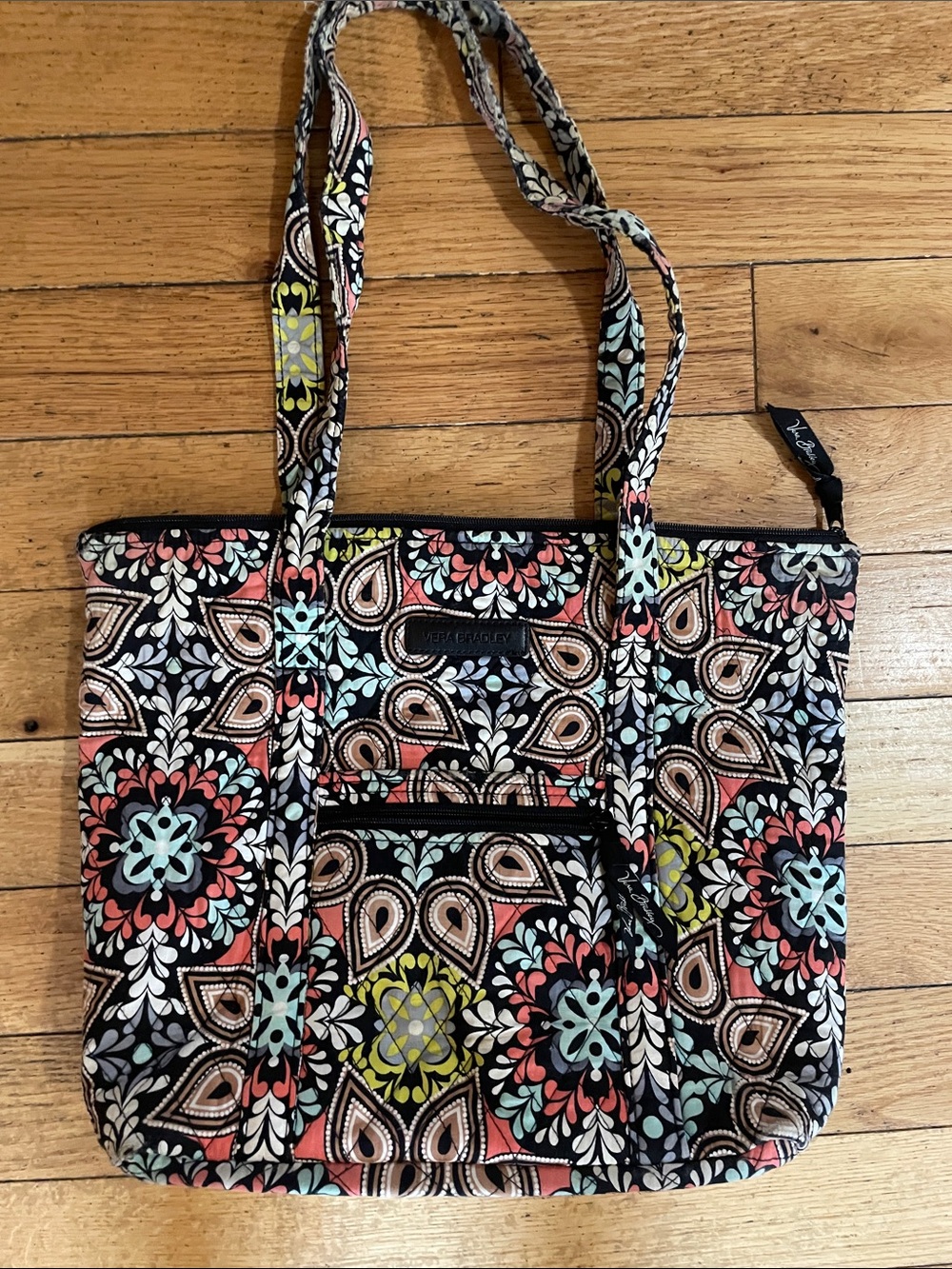 Vera Bradley Black Floral Medallion Tote Bag